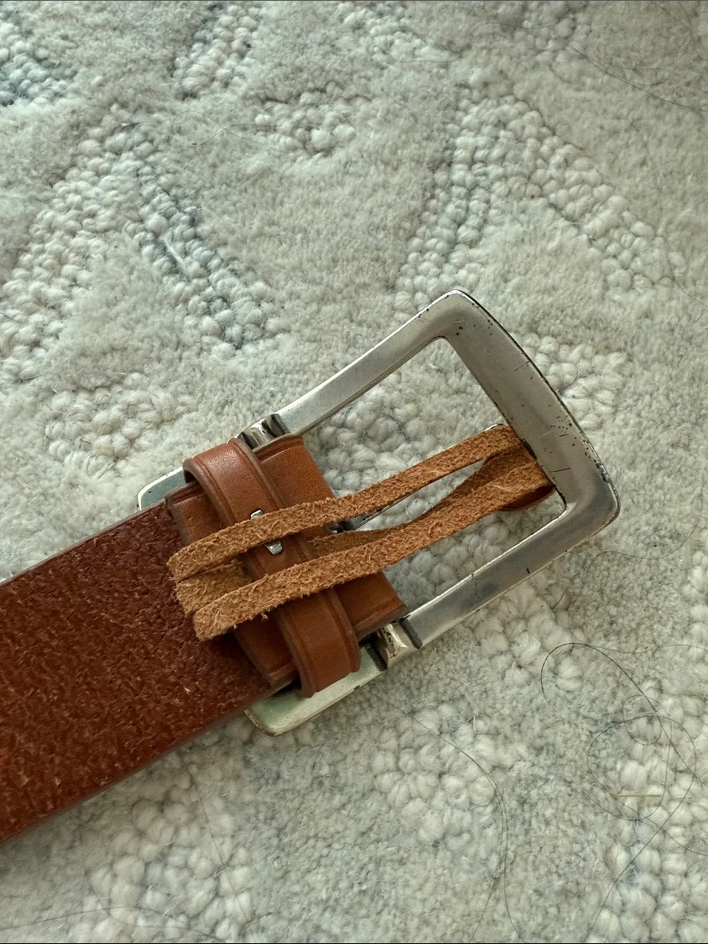 Womens Classic Brown Italian Leather Belt with Silver Buckle, XS